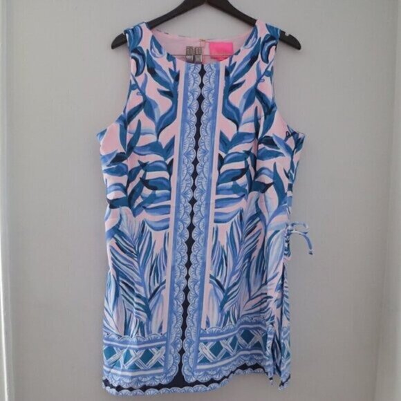 NWT Lilly Pulitzer Donna Engineered Romper Size 16 Blue Pink Tropical Print - Picture 5 of 11